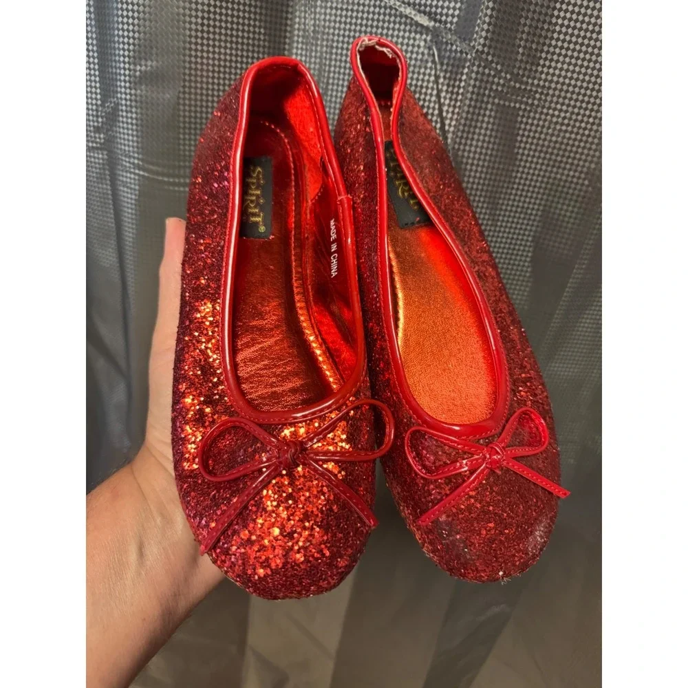 Rubie's Wizard of Oz Dorothy Dress Costume Red Sparkly Bow Halloween Med w/shoes